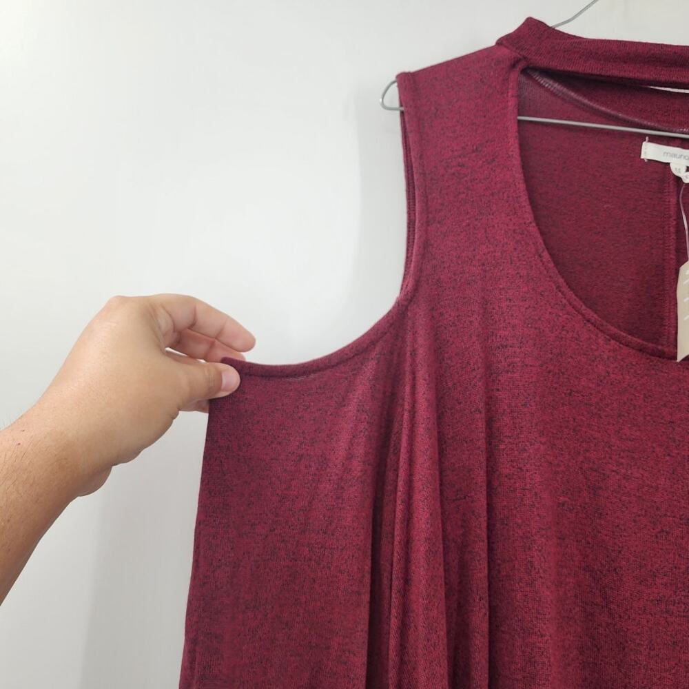 MAURICES Cold Shoulder Burgundy Top Womens Size XXL *NWT - Picture 2 of 6